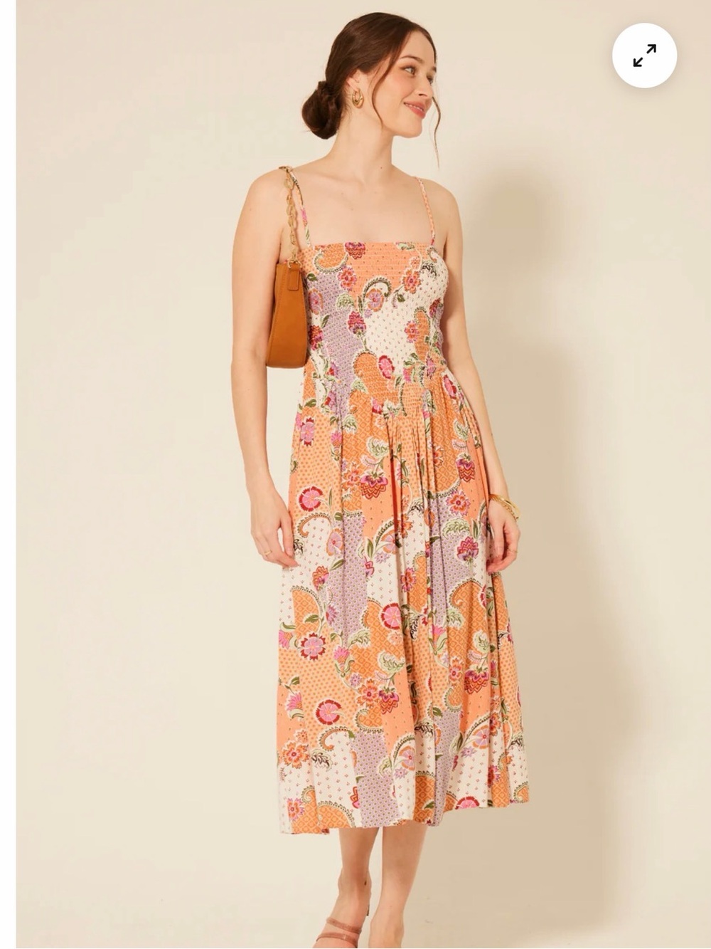 Patrons of Peace Peach Floral Midi Dress